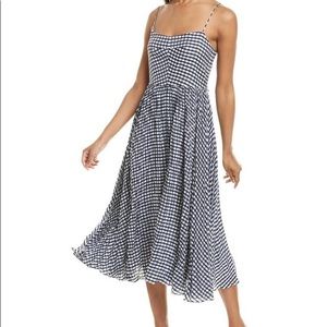 J. Crew Navy Gingham Midi Dress